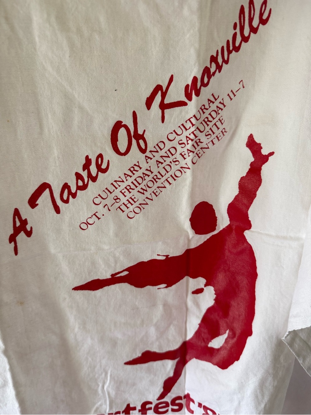 Vintage A Taste of Knoxville Red Graphic Festival Apron Art Fest 1983
